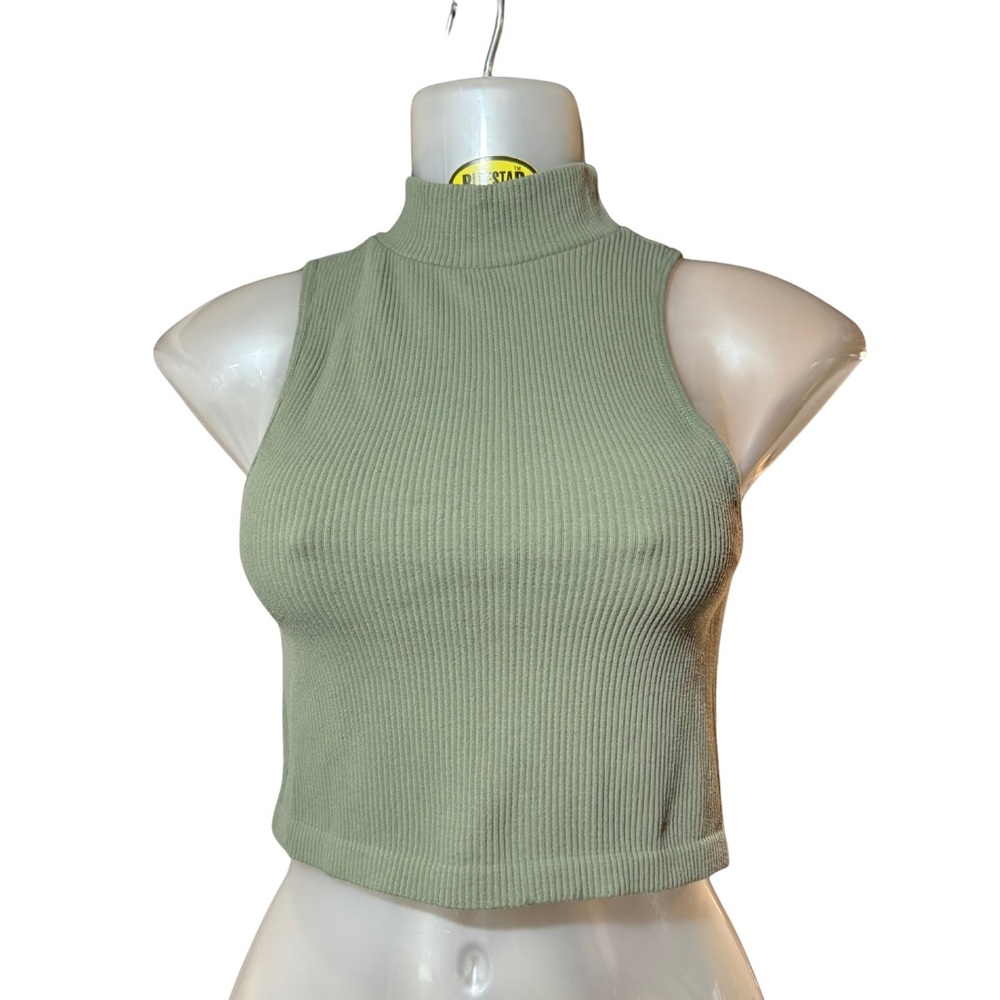 Zara Mock Neck Ribbed Halter Top